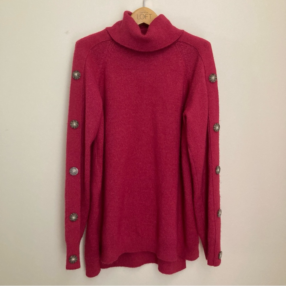 Apt. 9 Women's Pink Turtleneck Sweater with Button Details Size Medium
